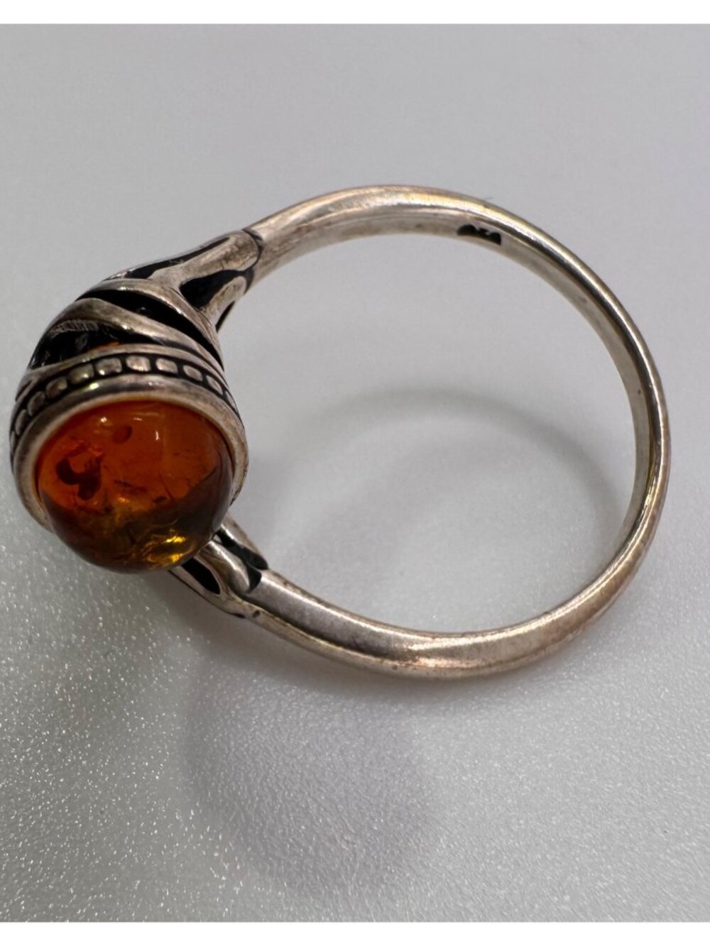 925 Sterling Silver Amber Wrap Ring A.D Signed Size 7.25 Artisan - Picture 5 of 12